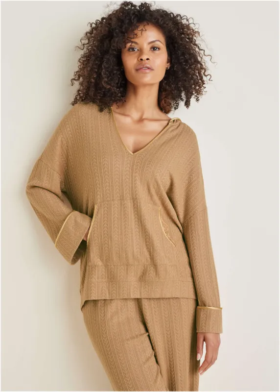 Brunch Knit Hoodie - Camel sold by VENUS
