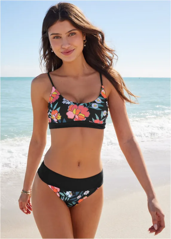 Color Block Swim Sport Top - Floral Delight sold by VENUS