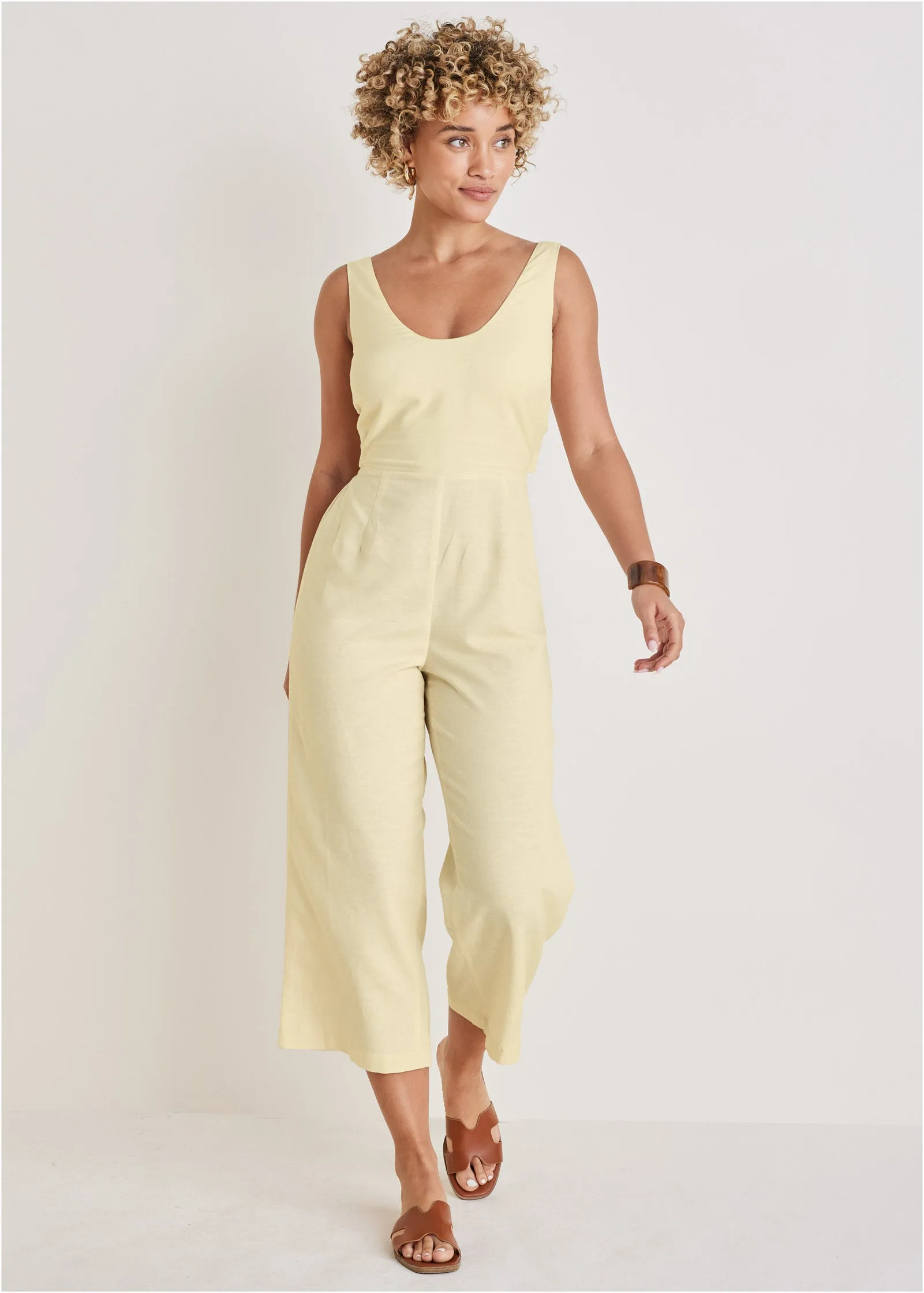 Linen Jumpsuit - Cream sold by VENUS
