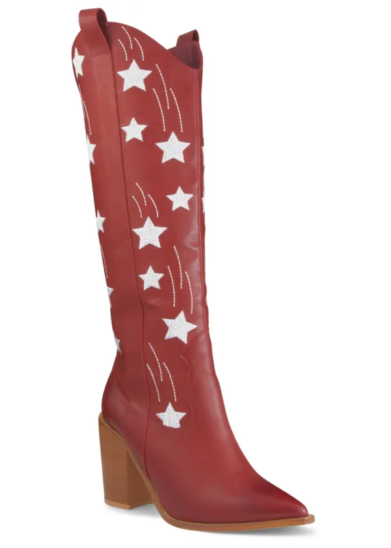 Americana Cowgirl Boots - Red sold by VENUS