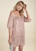 Sequin Off-The-Shoulder Dress - Rose Gold sold by VENUS