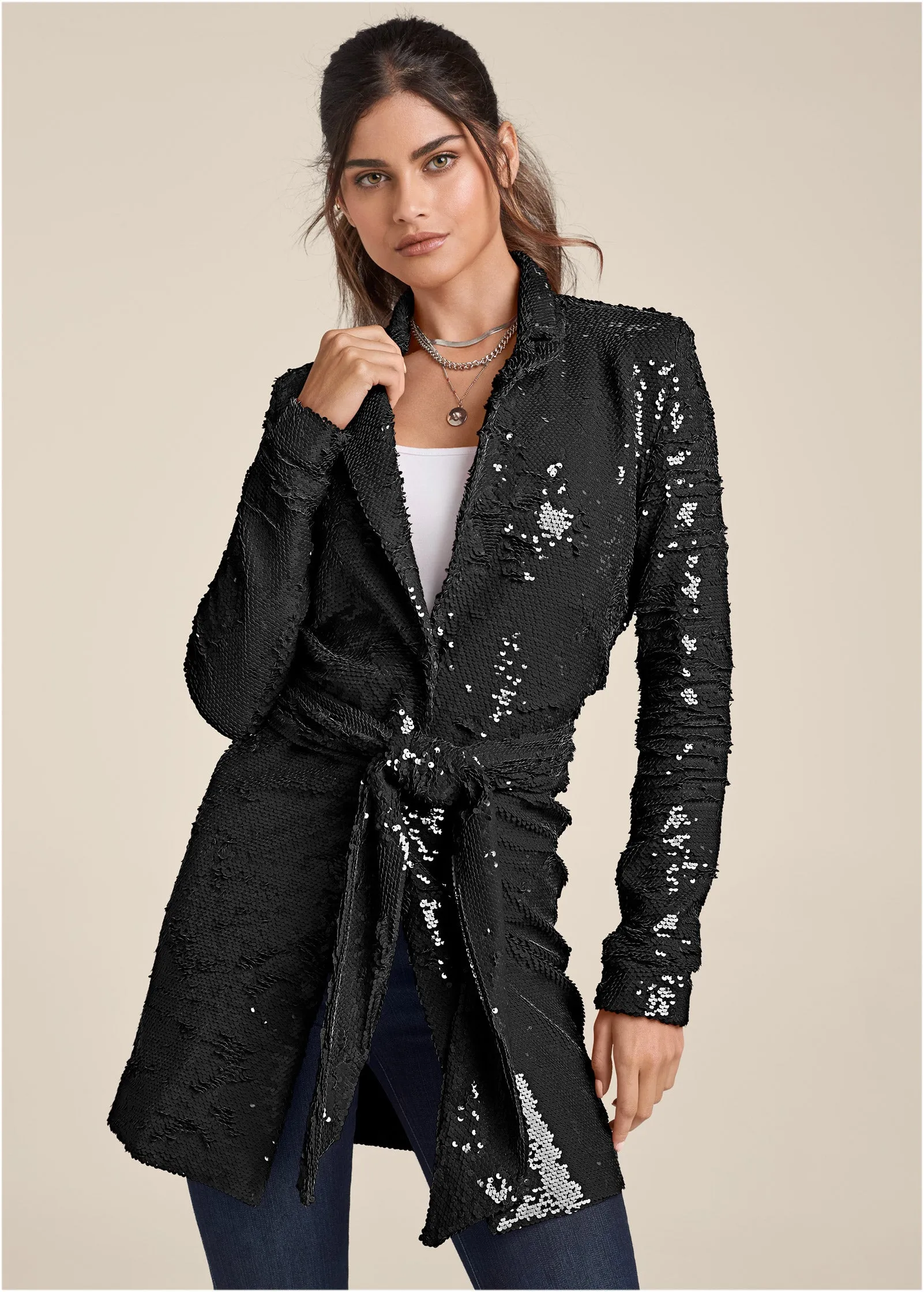 Allover Sequin Blazer - Black sold by VENUS