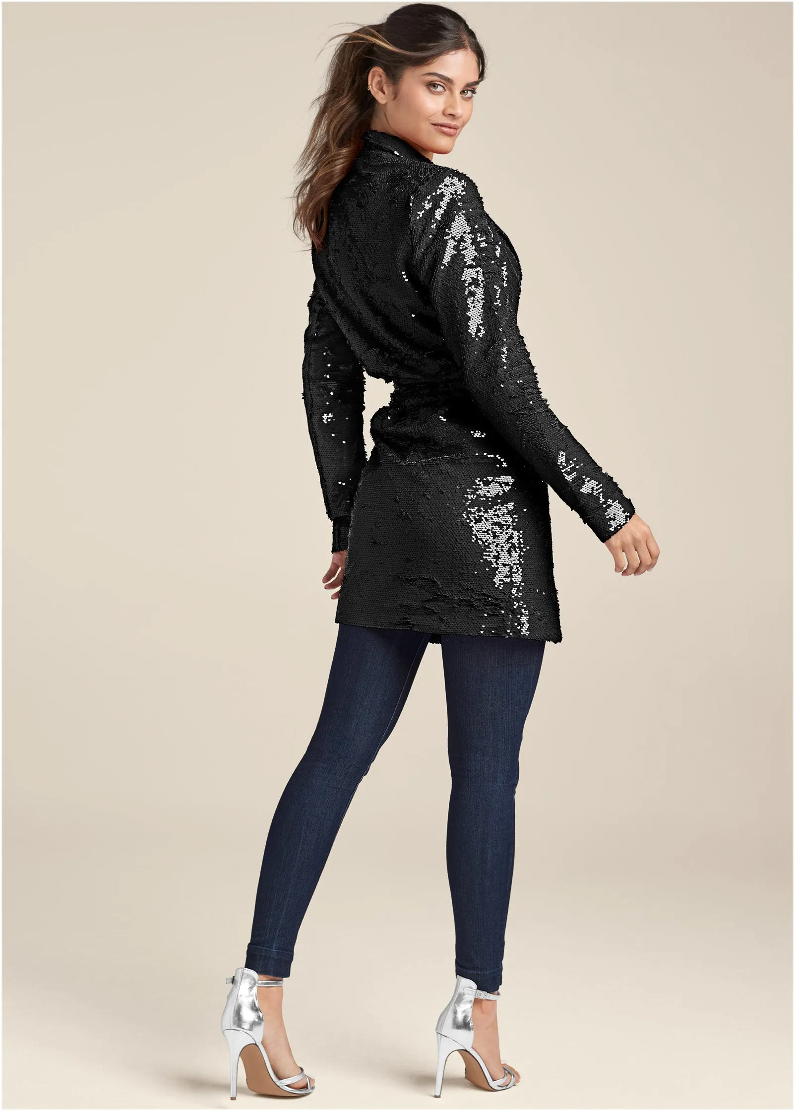 Allover Sequin Blazer - Black sold by VENUS product image thumbnail 3