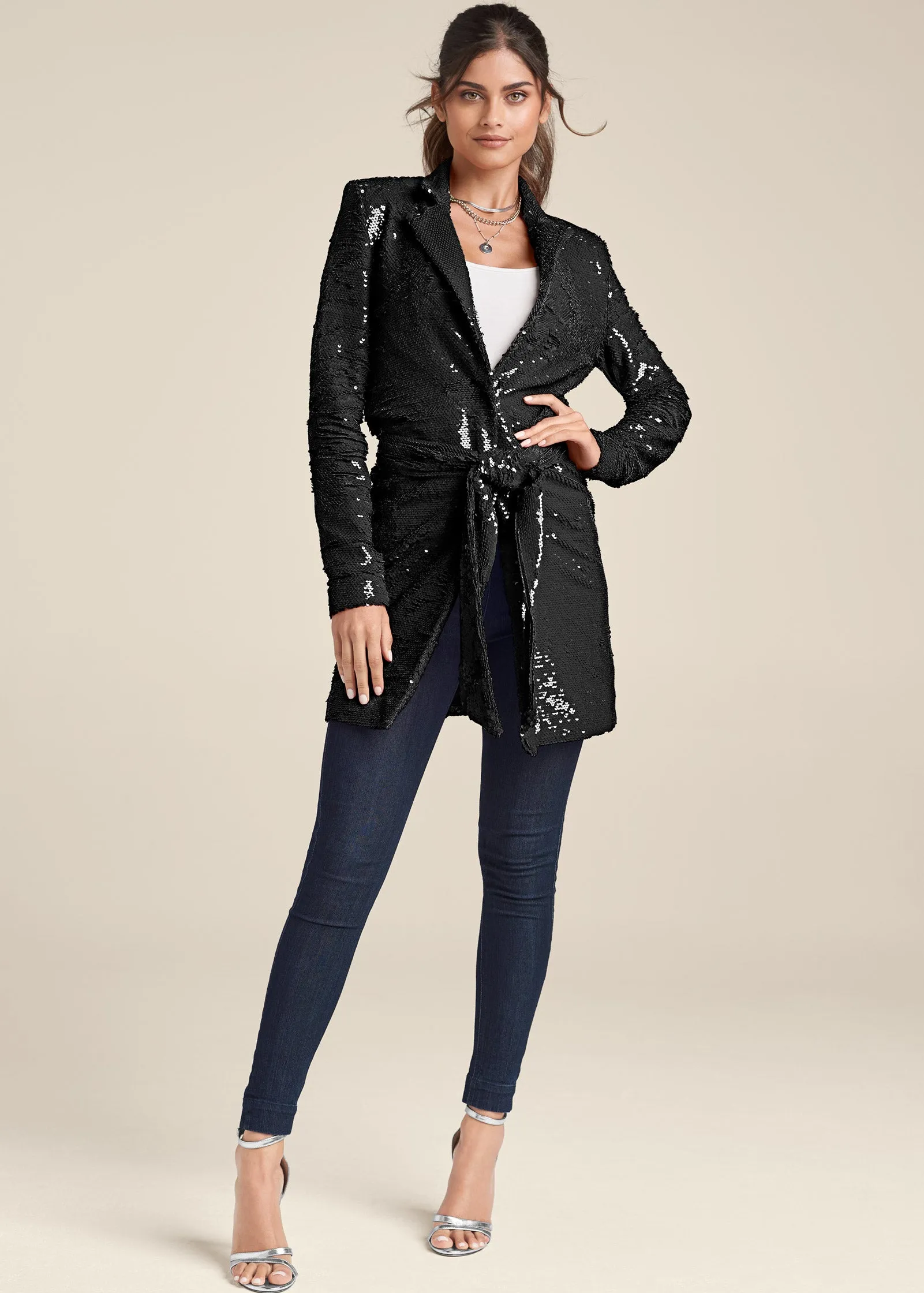 Allover Sequin Blazer - Black sold by VENUS product image thumbnail 2