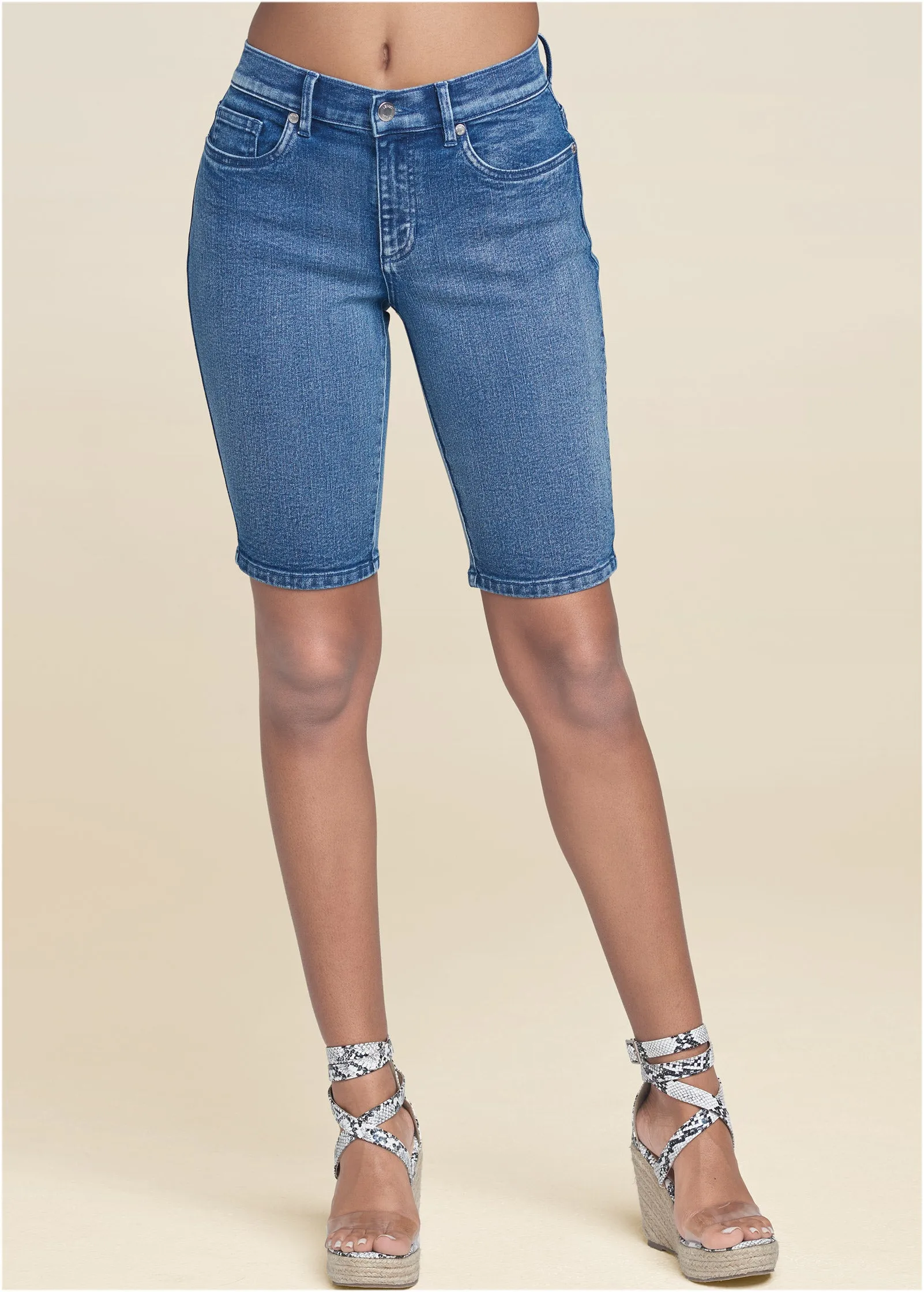 Jean Bermuda Shorts - Medium Wash sold by VENUS