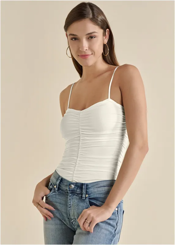 Shape Embrace Ruched Bodysuit - Off White sold by VENUS