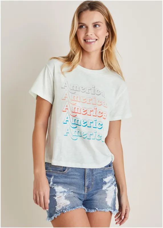 America Graphic Tee - Off White sold by VENUS