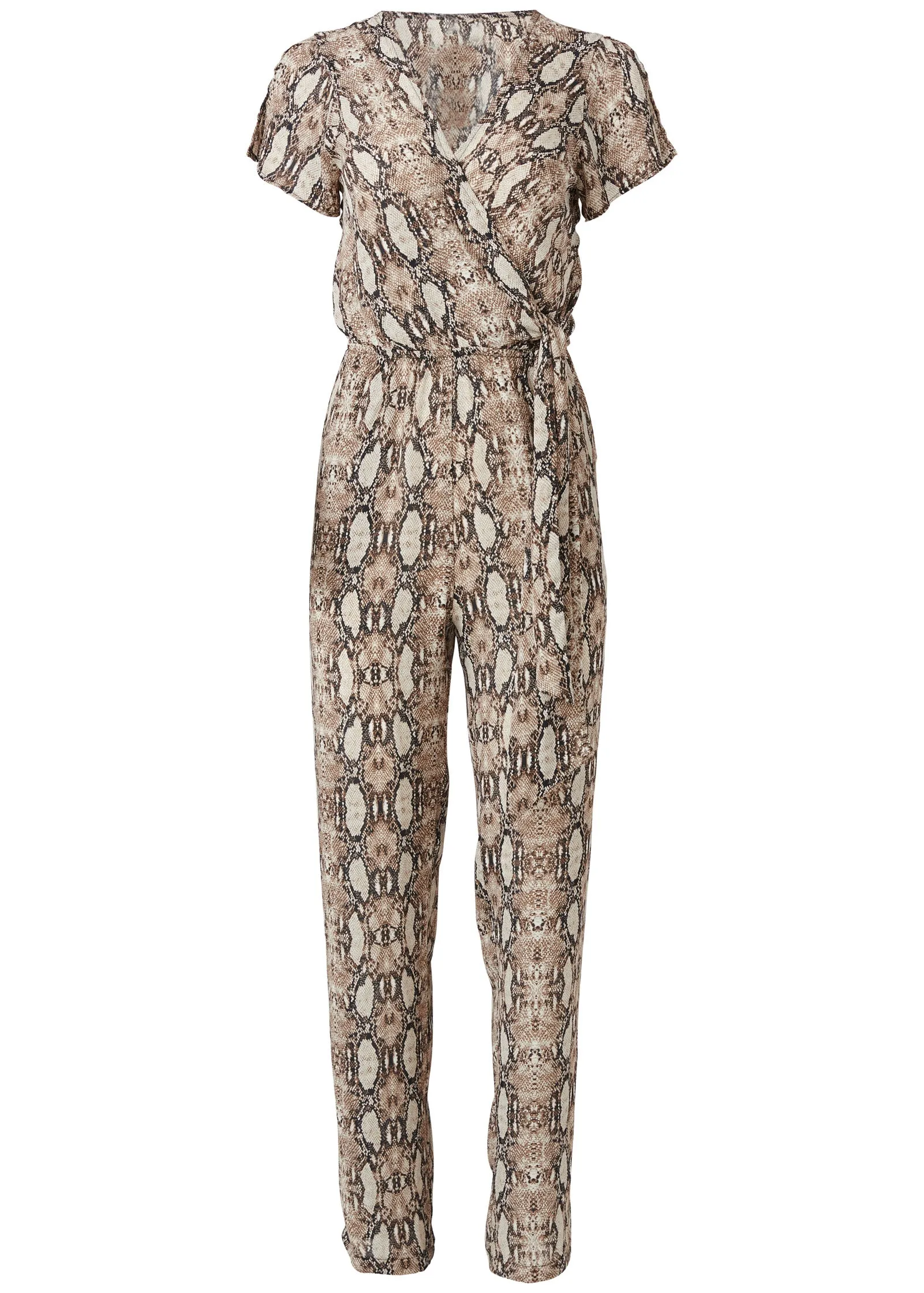 Tie-Front Python Jumpsuit - Taupe Multi sold by VENUS product image thumbnail 5
