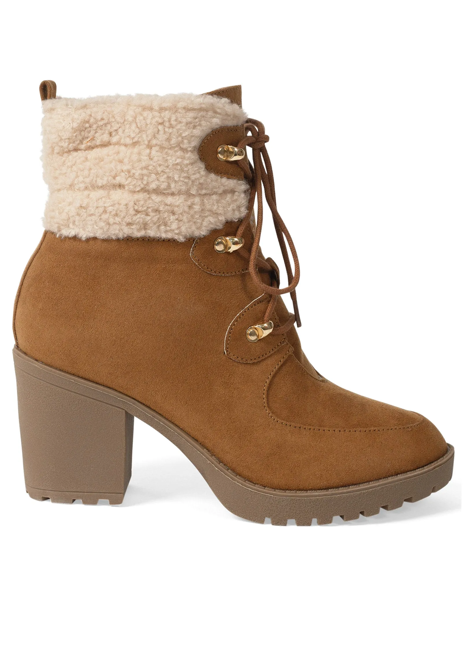 Sherpa Lace-Up Booties - Tan sold by VENUS product image thumbnail 2