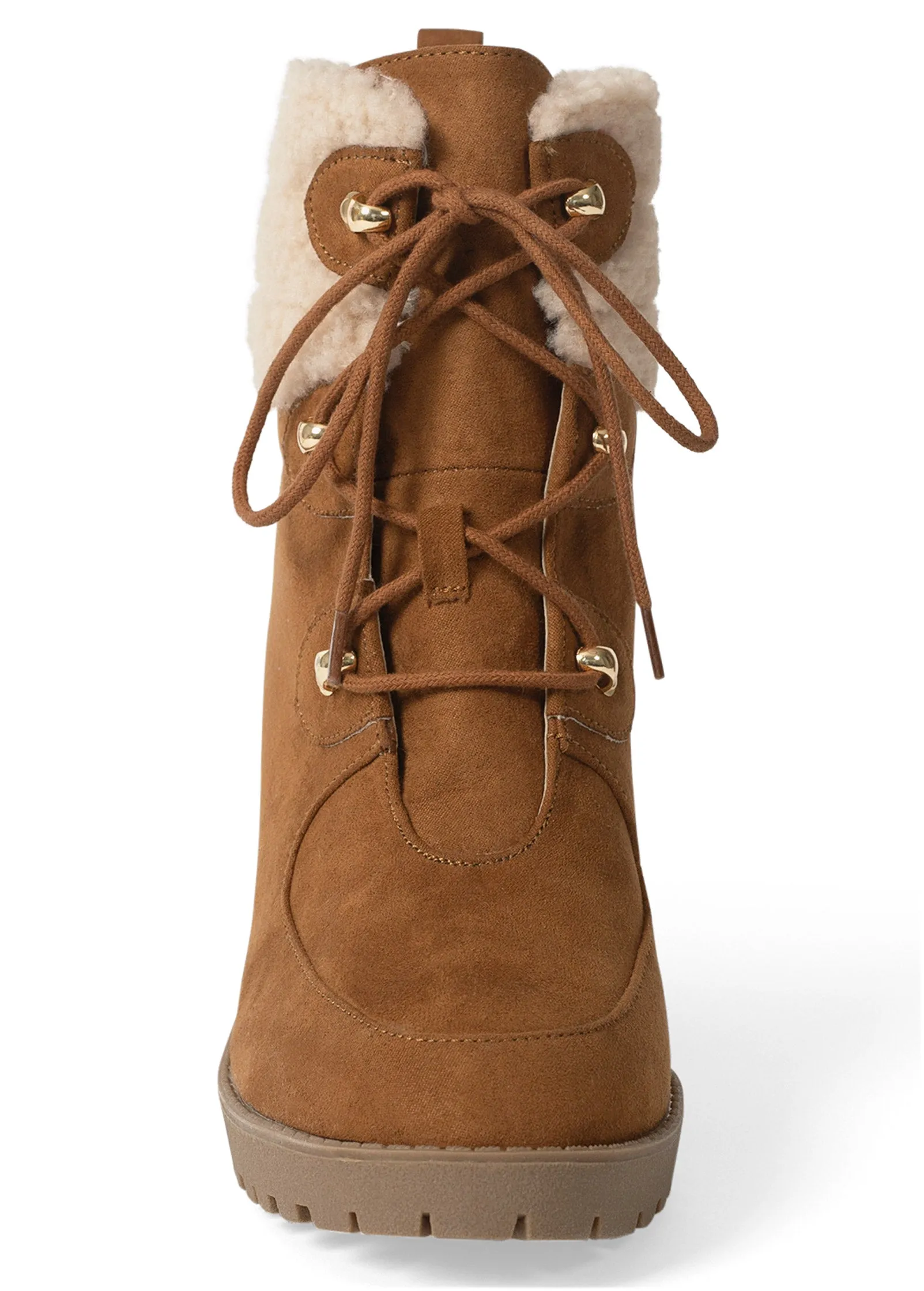 Sherpa Lace-Up Booties - Tan sold by VENUS product image thumbnail 3