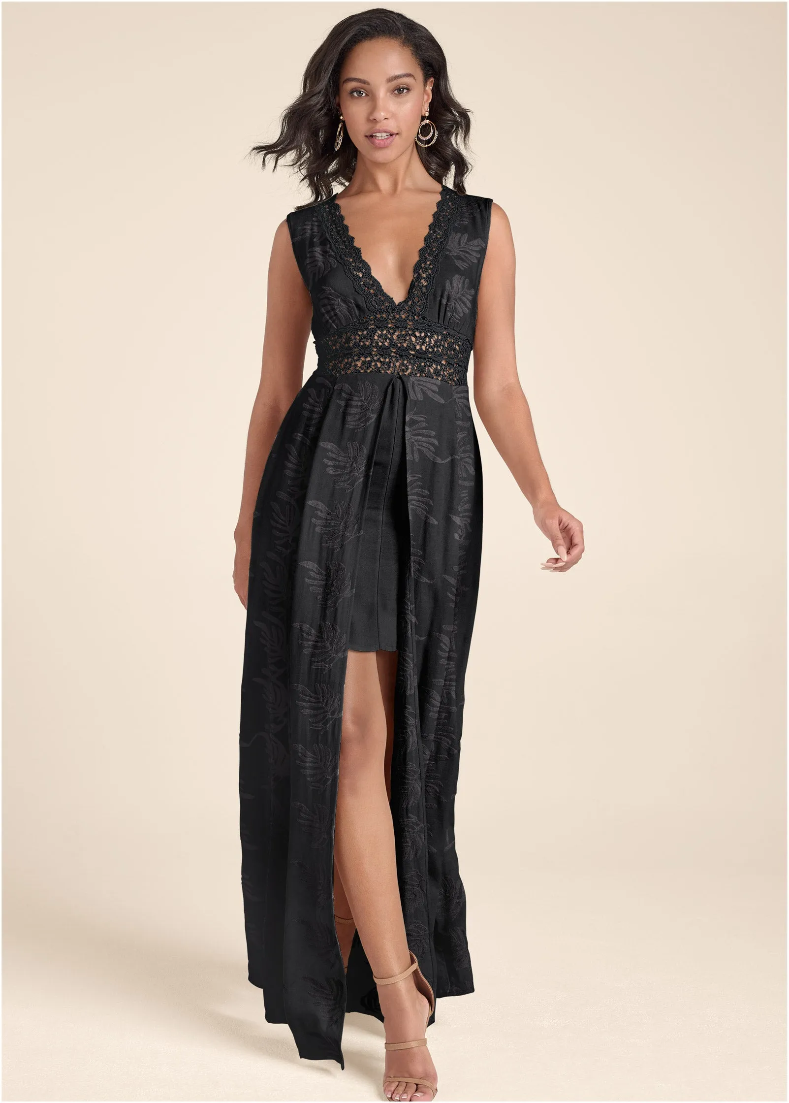 Embroidered Maxi Dress - Black sold by VENUS