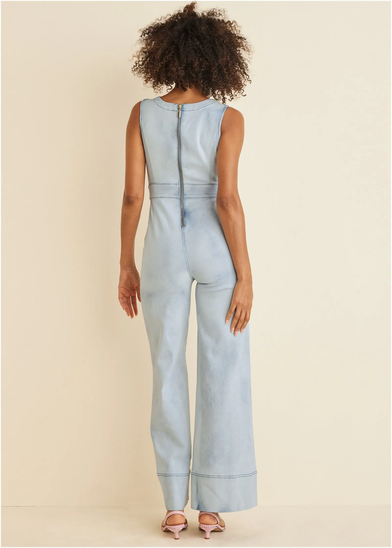 Stretch Denim Jumpsuit - Light Wash sold by VENUS product image thumbnail 2