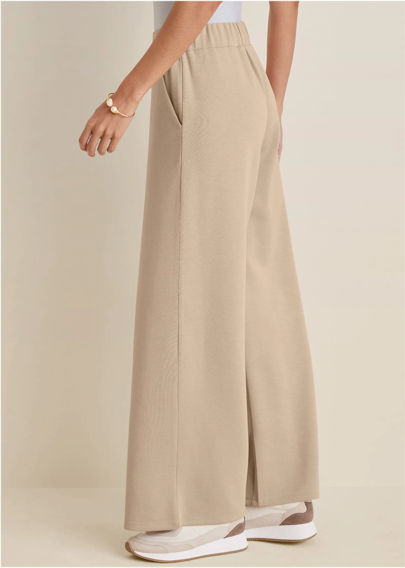 Double Knit Wide Leg Pants - Tan sold by VENUS product image thumbnail 3