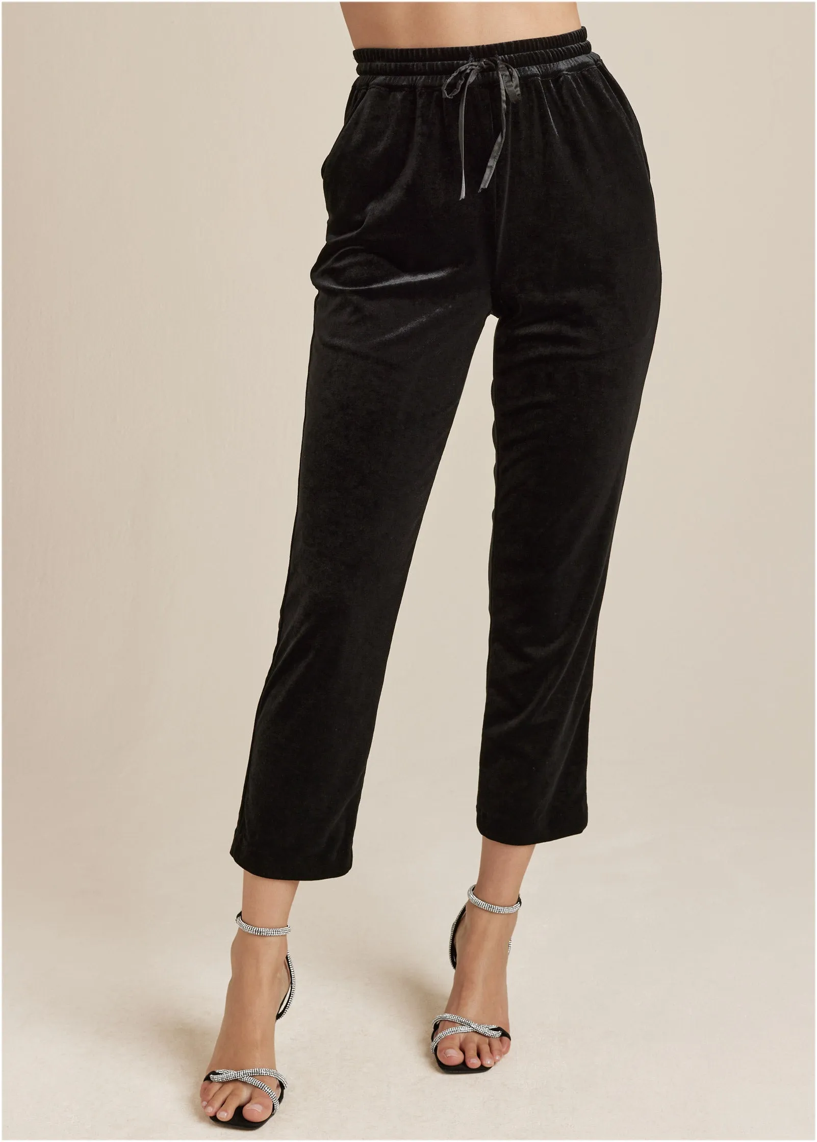 Velveteen Pull On Pants - Black sold by VENUS