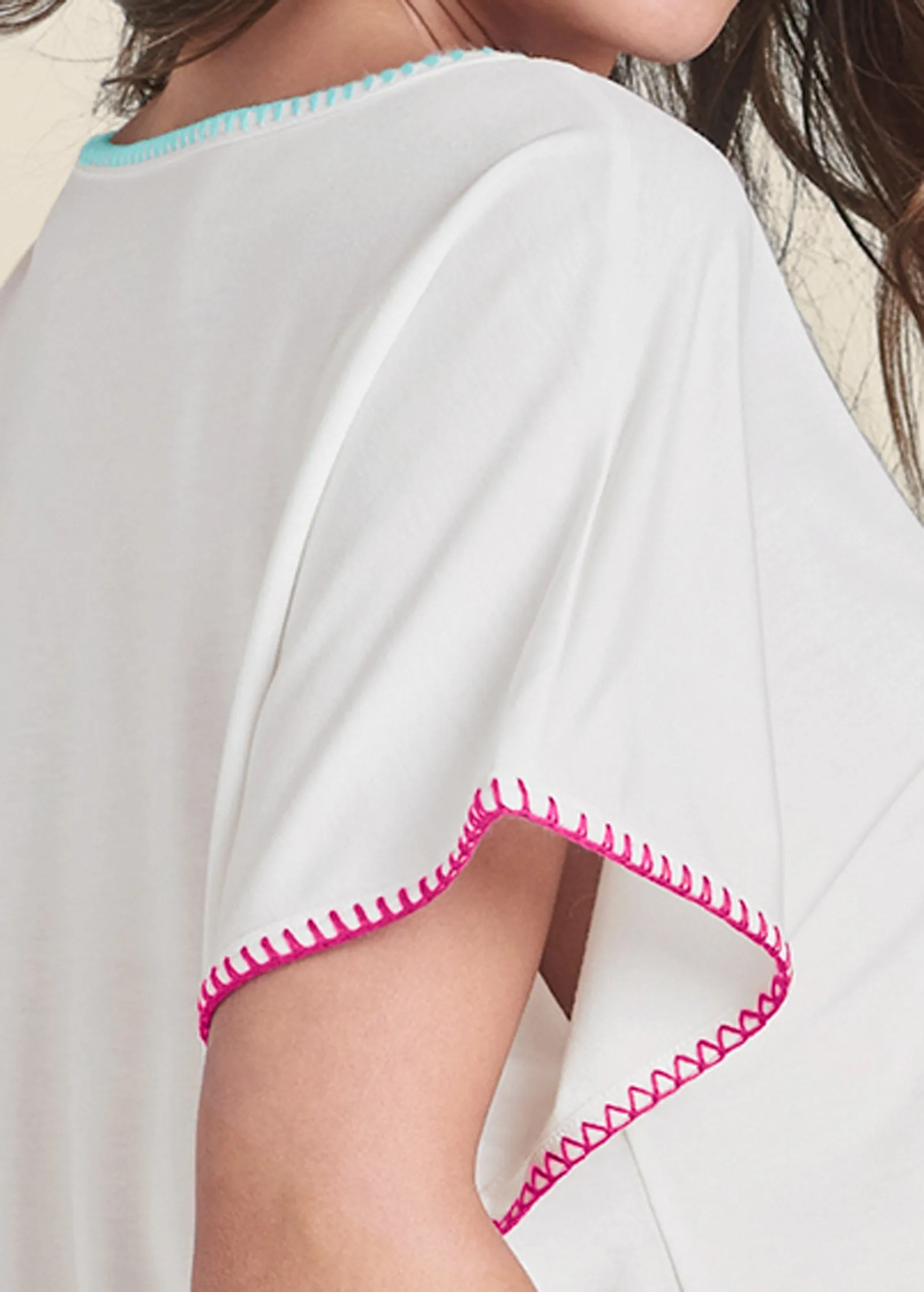 Whipstitch Lounge Top - White Multi sold by VENUS product image thumbnail 5