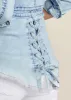 Lace-Up Back Denim Top - Denim Multi sold by VENUS