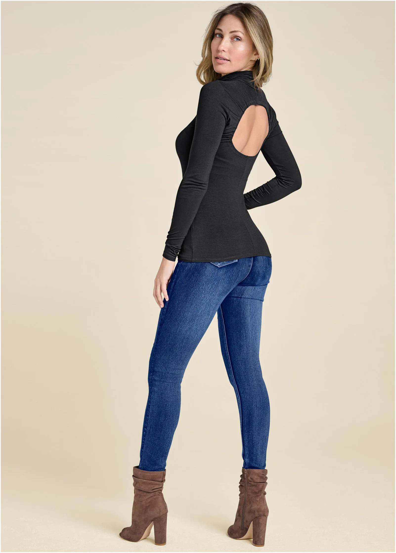 Back Cut-Out Casual Top - Black sold by VENUS product image thumbnail 2
