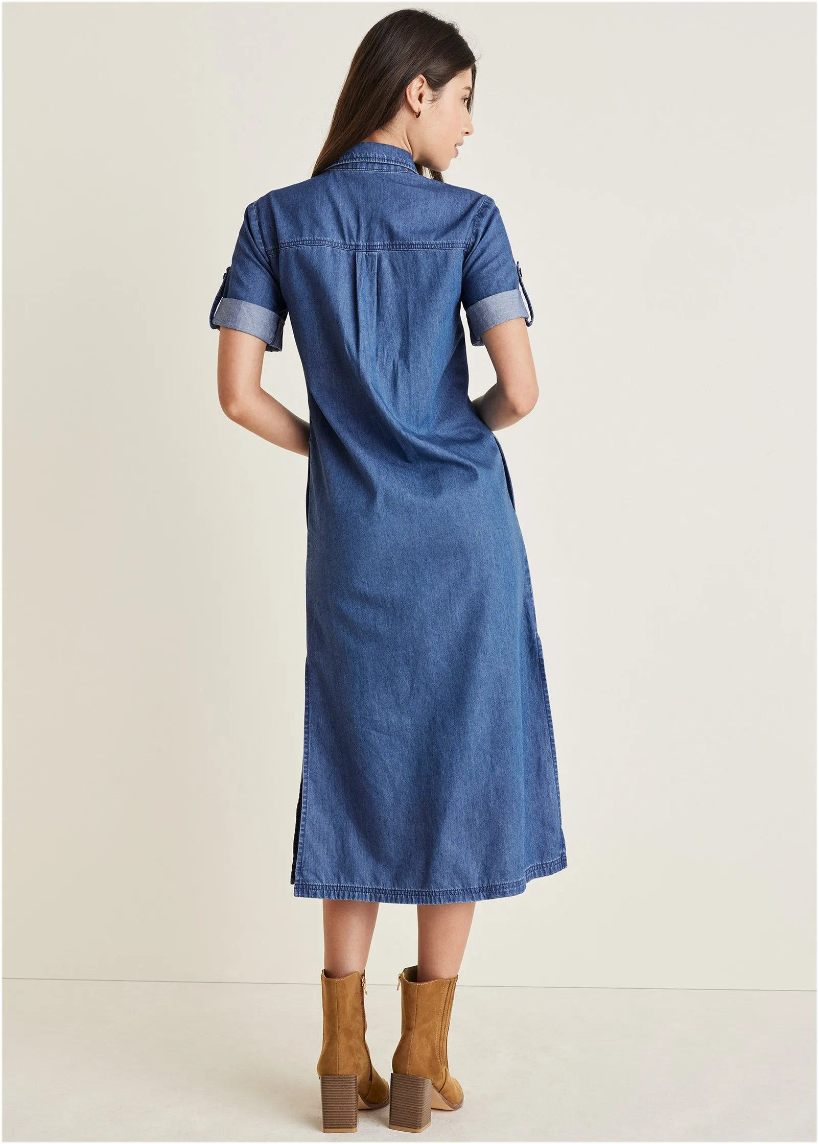 Denim Midi Shirt Dress - Medium Wash sold by VENUS product image thumbnail 2