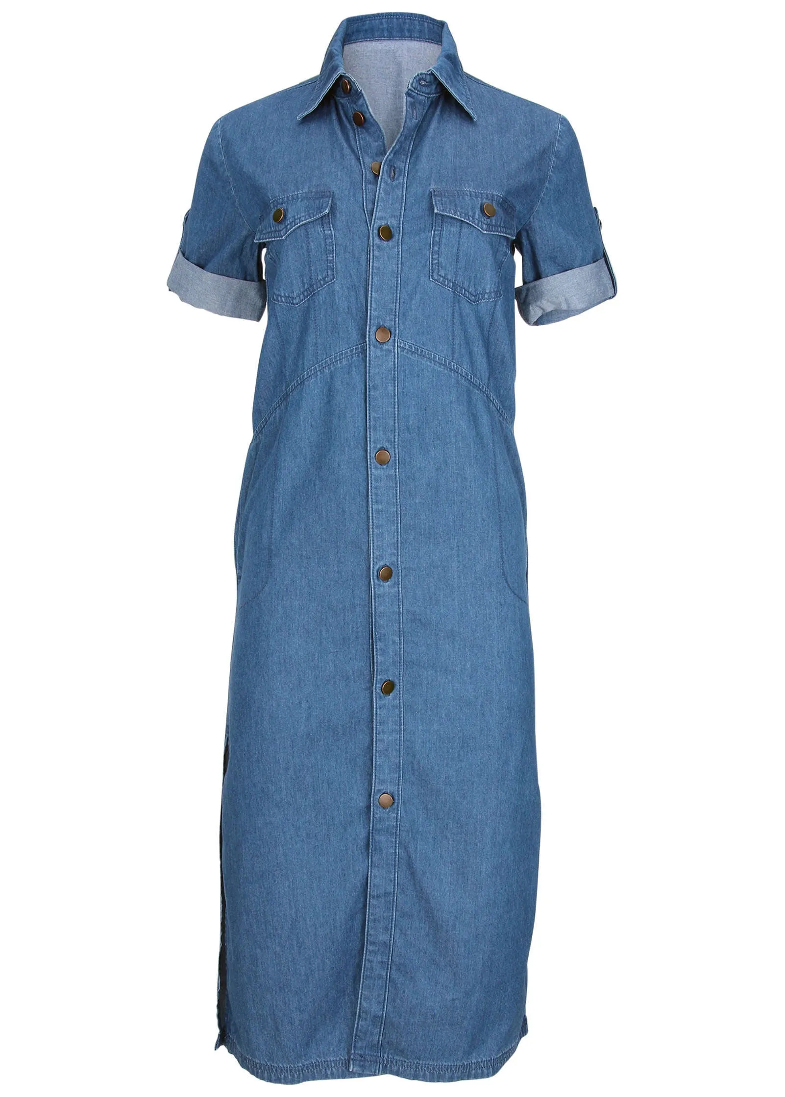 Denim Midi Shirt Dress - Medium Wash sold by VENUS product image thumbnail 3