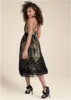 Velvet Floral Midi Dress - Black & Nude sold by VENUS
