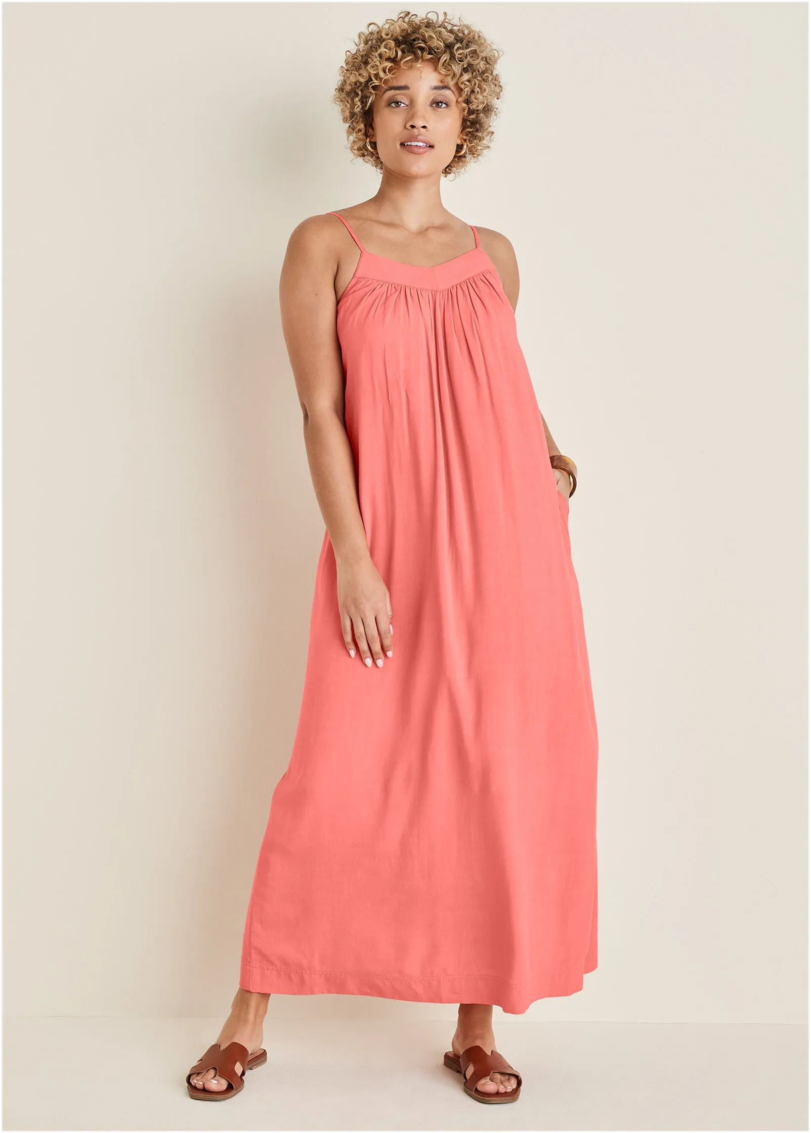 V-Neck Maxi Dress - Coral sold by VENUS