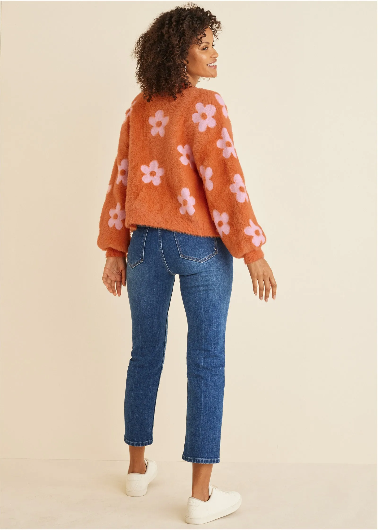 Daisy Eyelash Cardigan - Neon Orange sold by VENUS product image thumbnail 2