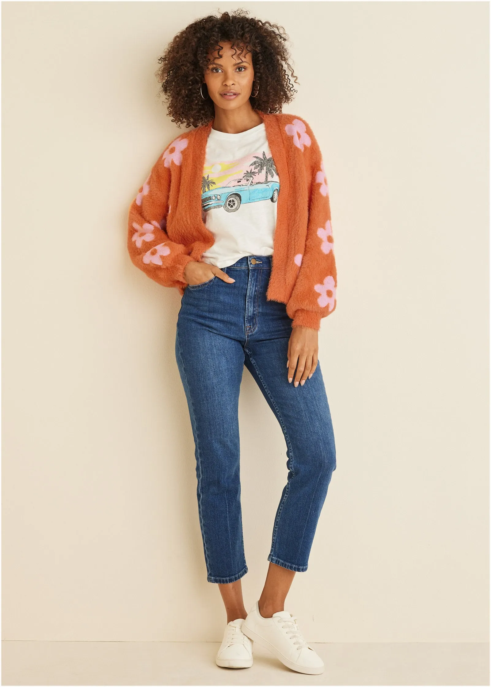Daisy Eyelash Cardigan - Neon Orange sold by VENUS product image thumbnail 3