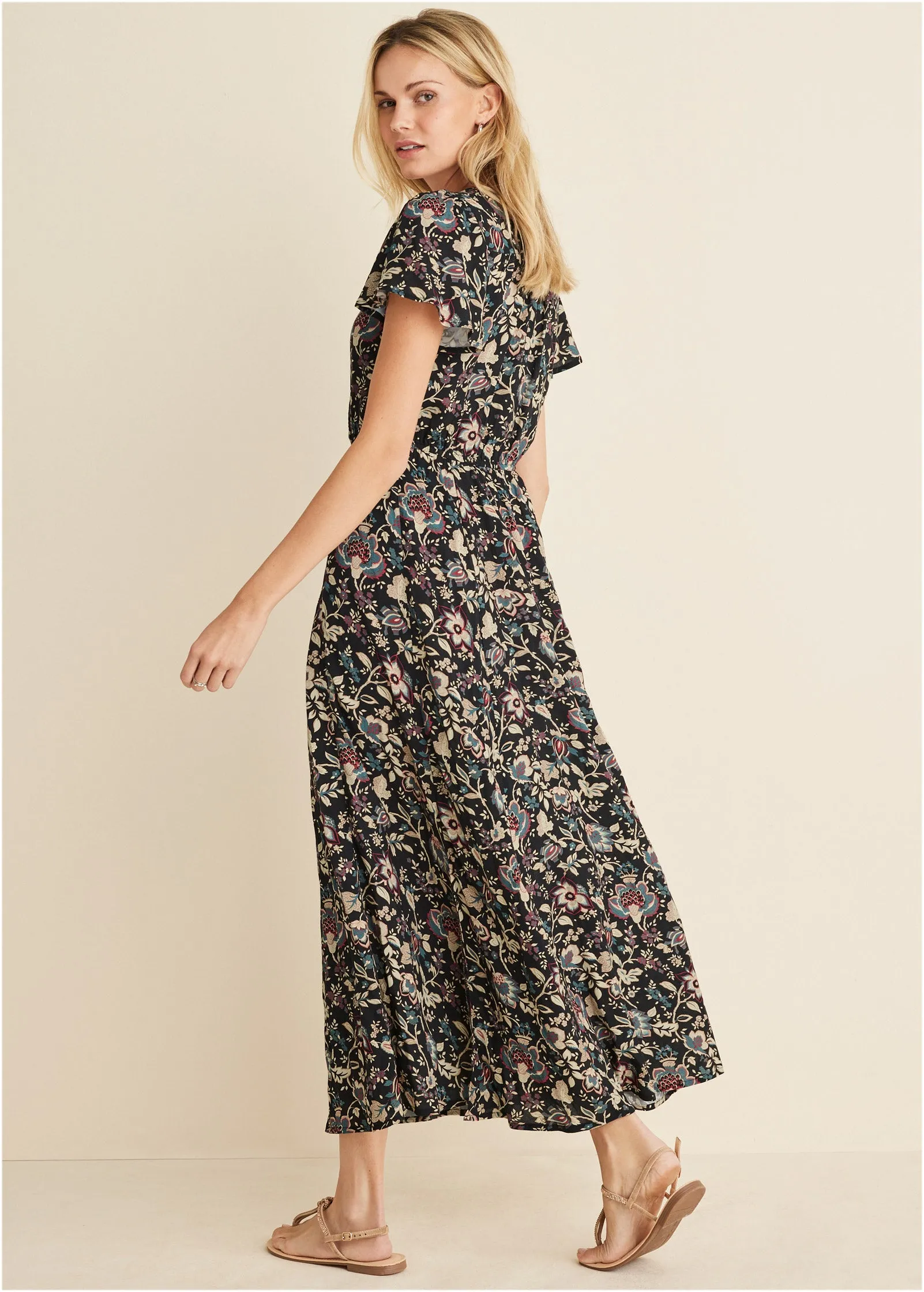 Abstract Print Maxi Dress - Black Floral sold by VENUS product image thumbnail 2