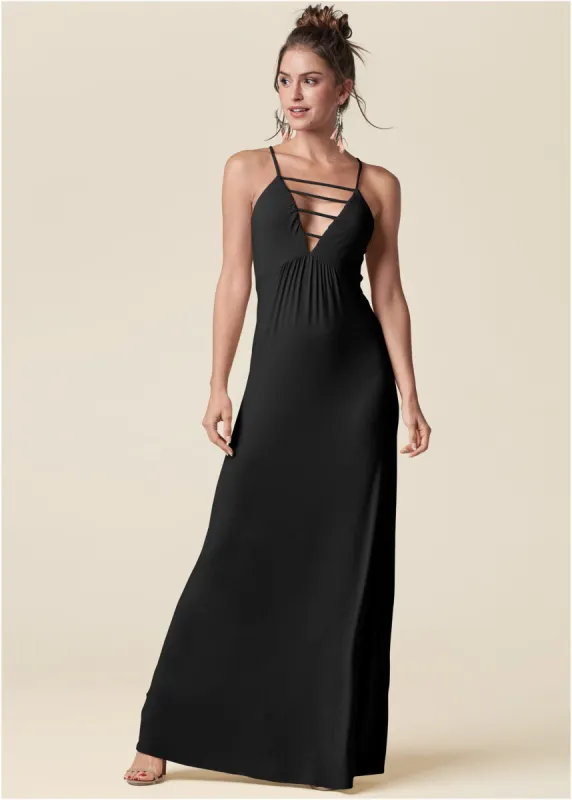 Strappy Maxi Dress - Black sold by VENUS