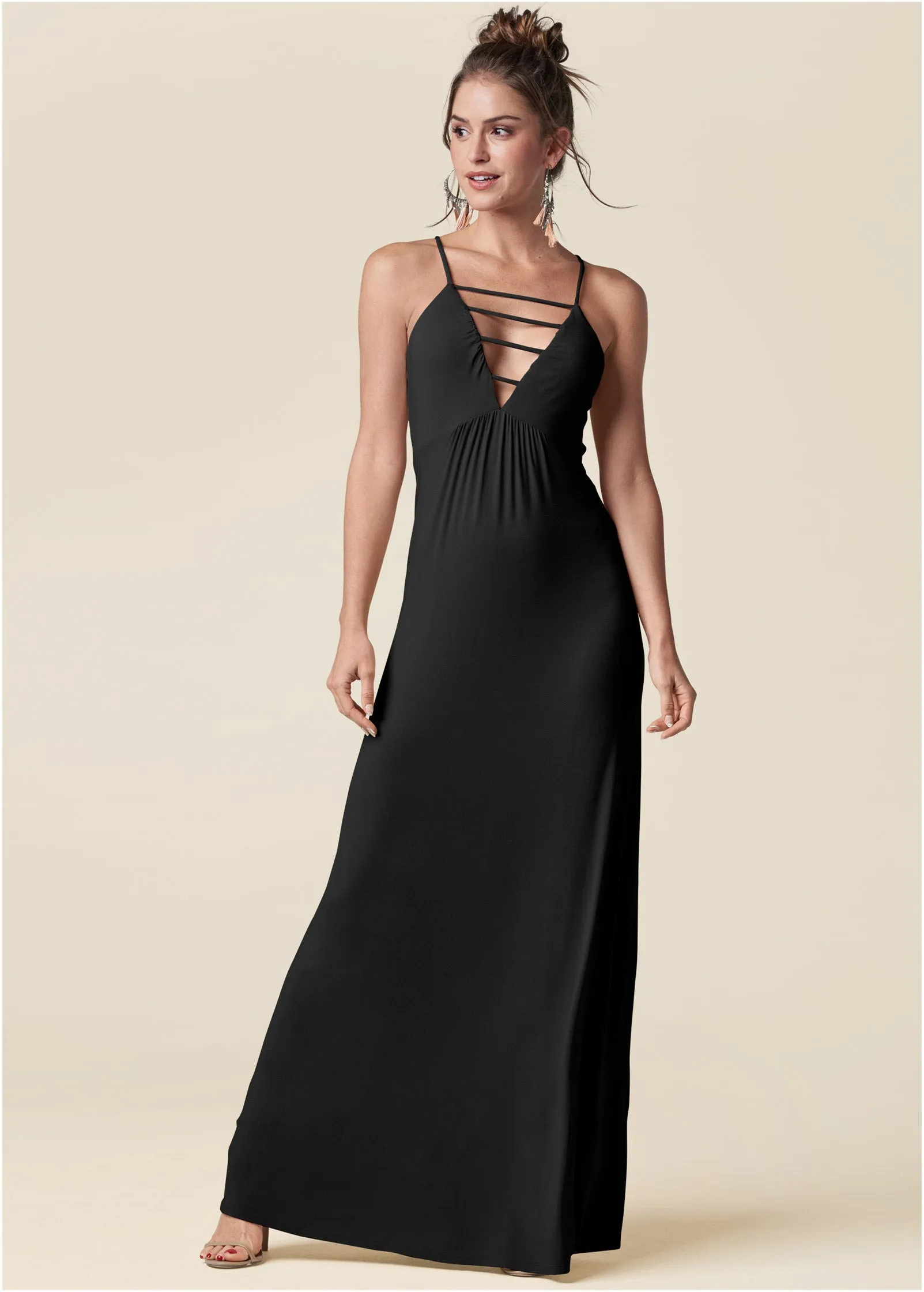 Strappy Maxi Dress - Black sold by VENUS