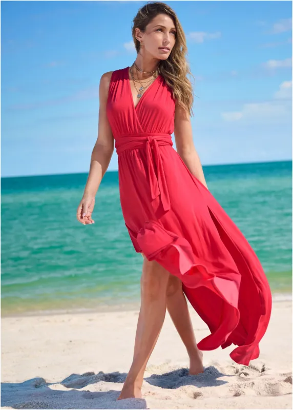 Sash Tie Maxi Dress - Sunset Pink sold by VENUS