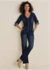Zip Front Denim Jumpsuit - Dark Wash sold by VENUS