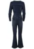 Zip Front Denim Jumpsuit - Dark Wash sold by VENUS