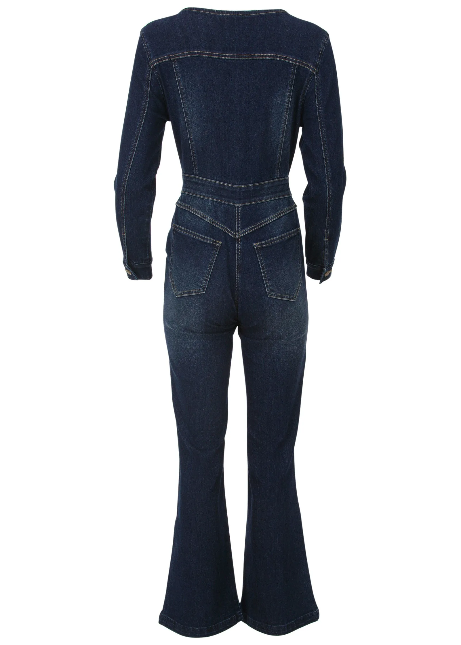 Zip Front Denim Jumpsuit - Dark Wash sold by VENUS product image thumbnail 4