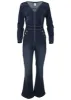 Zip Front Denim Jumpsuit - Dark Wash sold by VENUS
