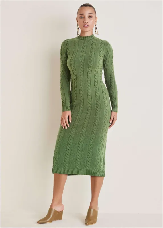 Mock neck sweater dress - Bronze Green sold by VENUS
