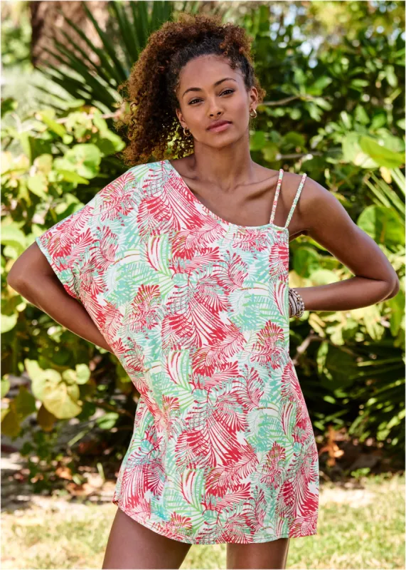 Asymmetrical Strappy Tunic - Cha Cha Coral sold by VENUS