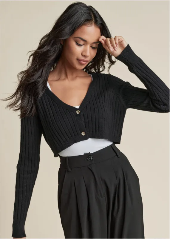 Cropped Cardigan - Black sold by VENUS