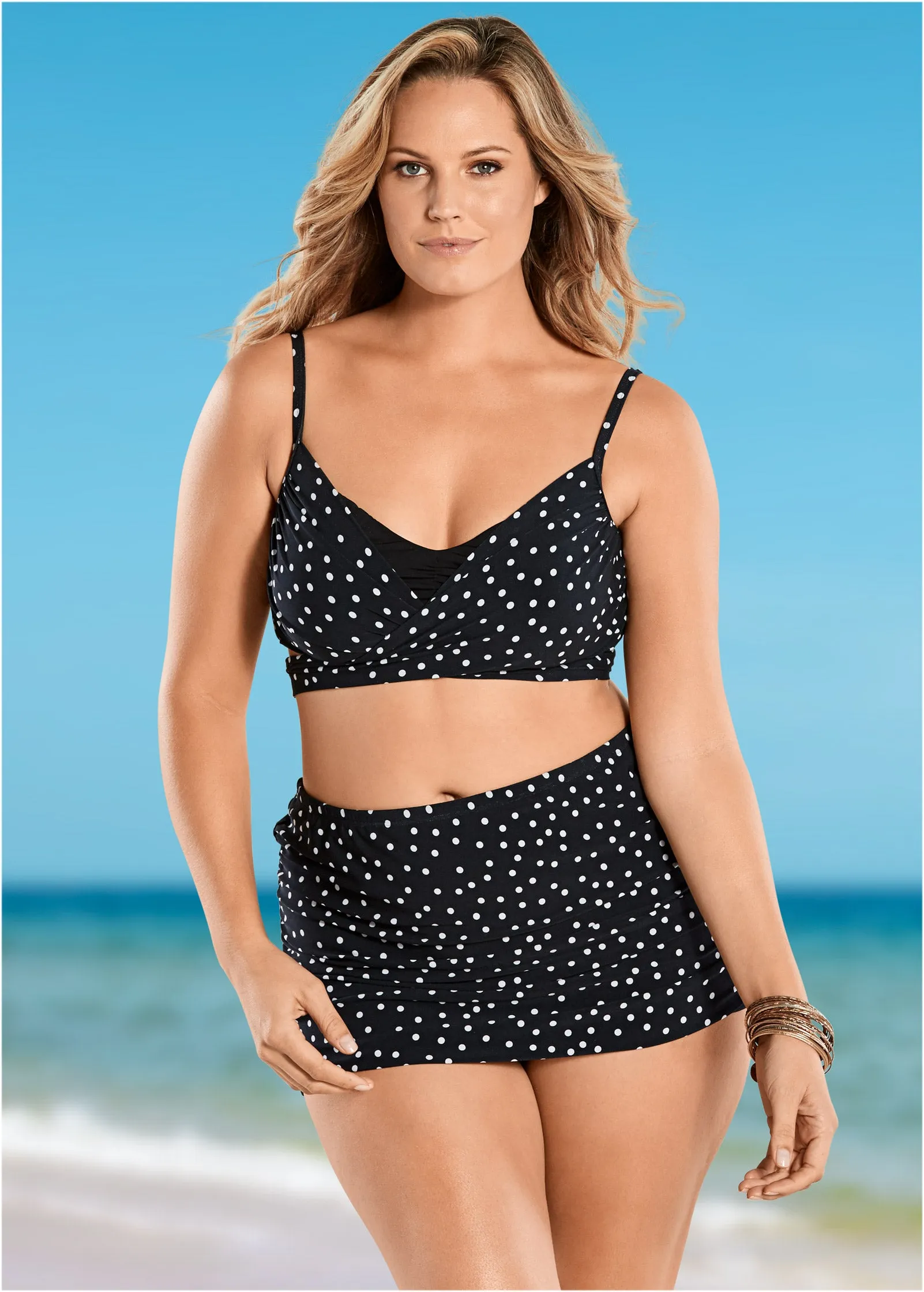 Ruched Skirted Bottom - Black Vintage Dot sold by VENUS product image thumbnail 5