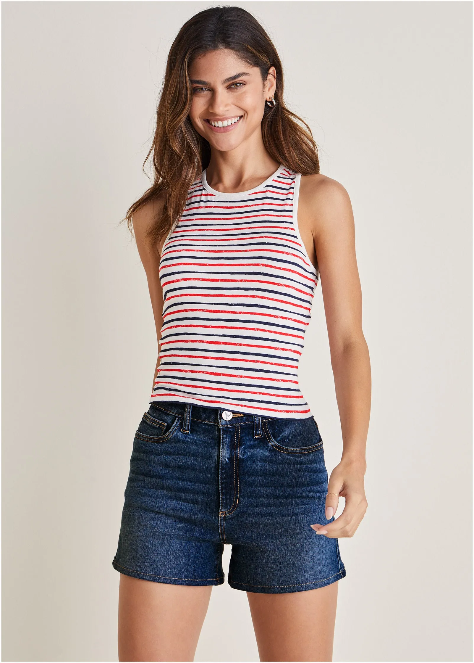 Racerback Striped Tank - Tricolor Boardwalk Stripe sold by VENUS