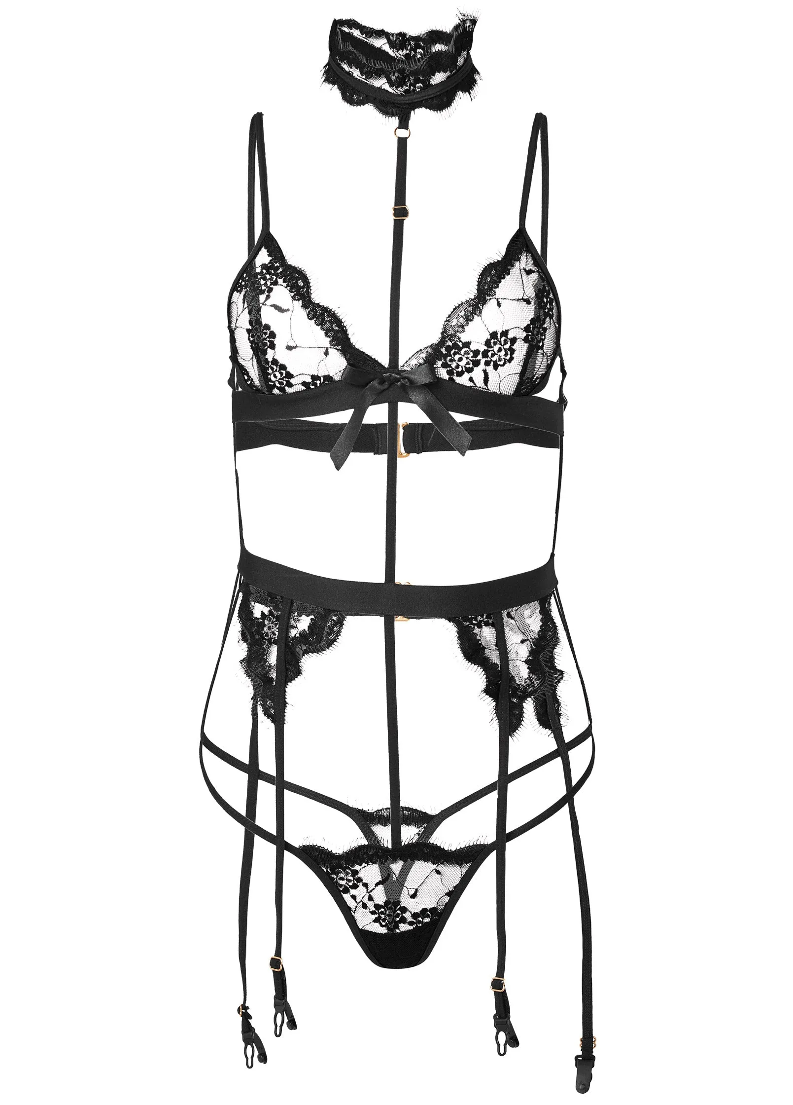 Sheer Lace Strappy Teddy - Black sold by VENUS product image thumbnail 5