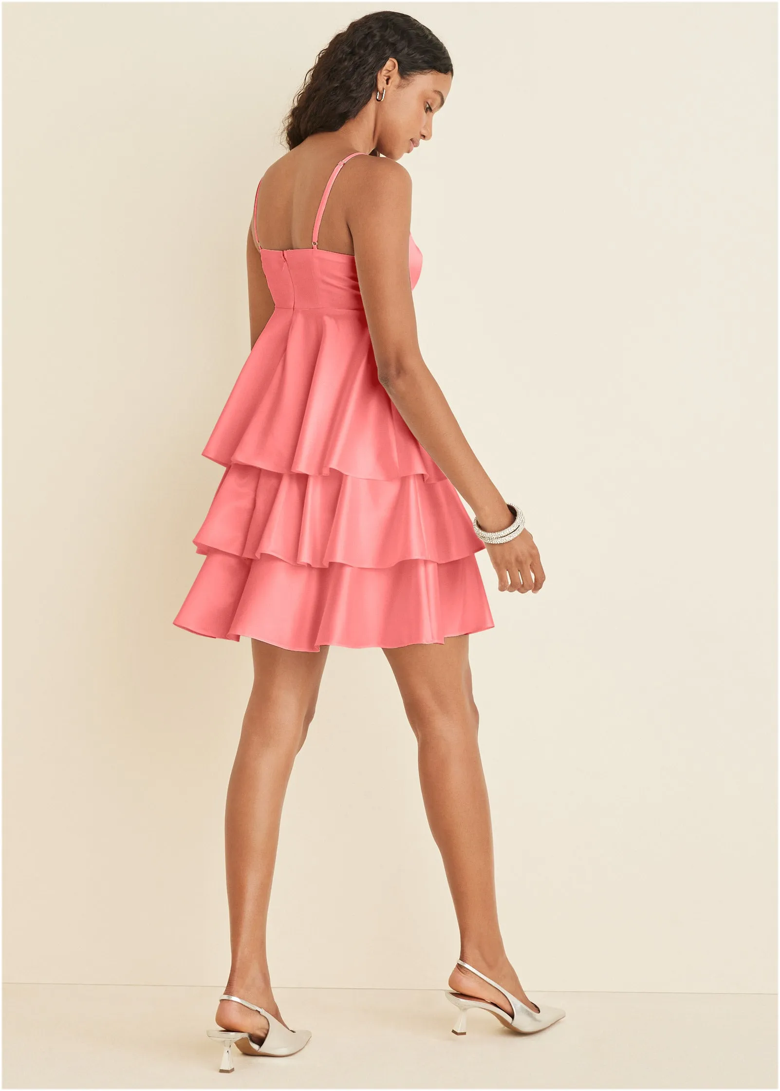 Stretch Charm Tiered Dress - Coral sold by VENUS product image thumbnail 2
