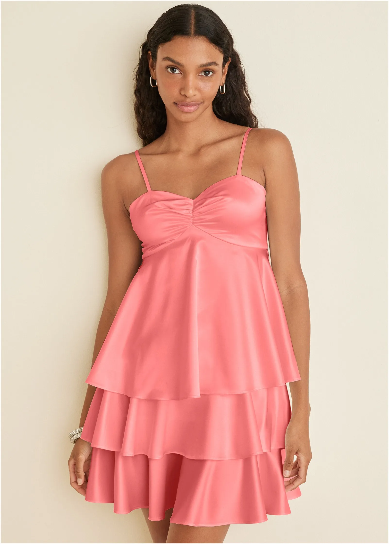Stretch Charm Tiered Dress - Coral sold by VENUS product image thumbnail 4