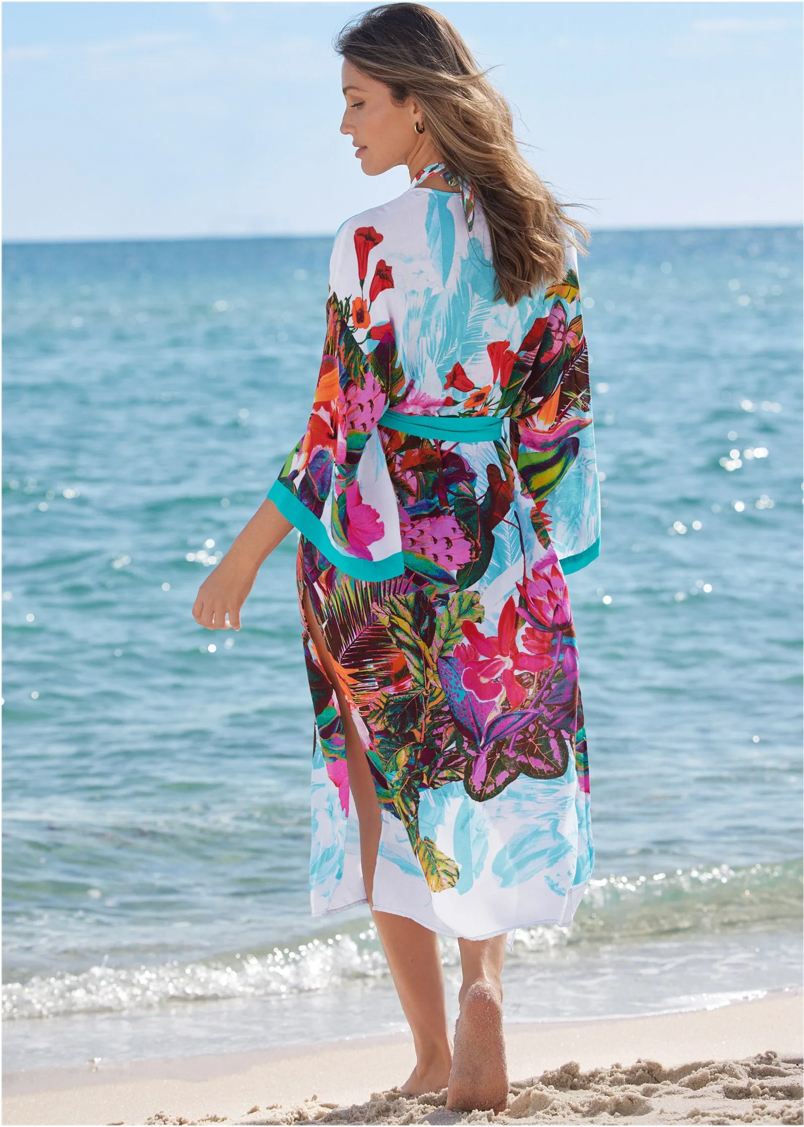 Midi Kimono Cover-Up - Tropical Seas sold by VENUS product image thumbnail 2