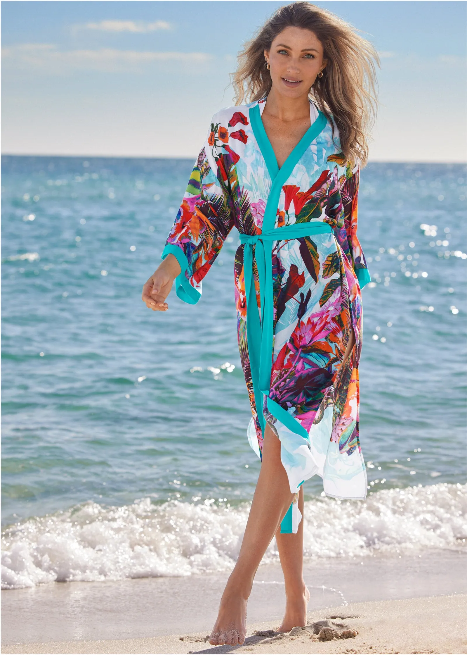 Midi Kimono Cover-Up - Tropical Seas sold by VENUS