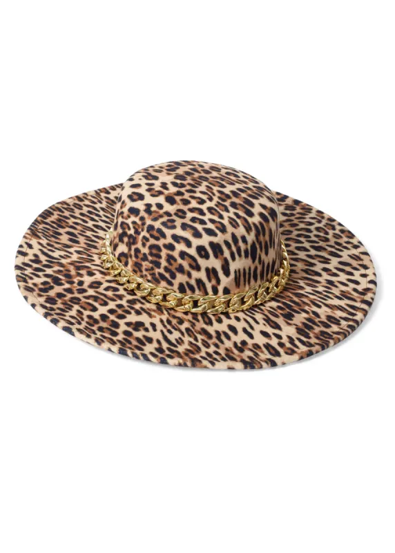 Chain Detail Fedora - Leopard sold by VENUS