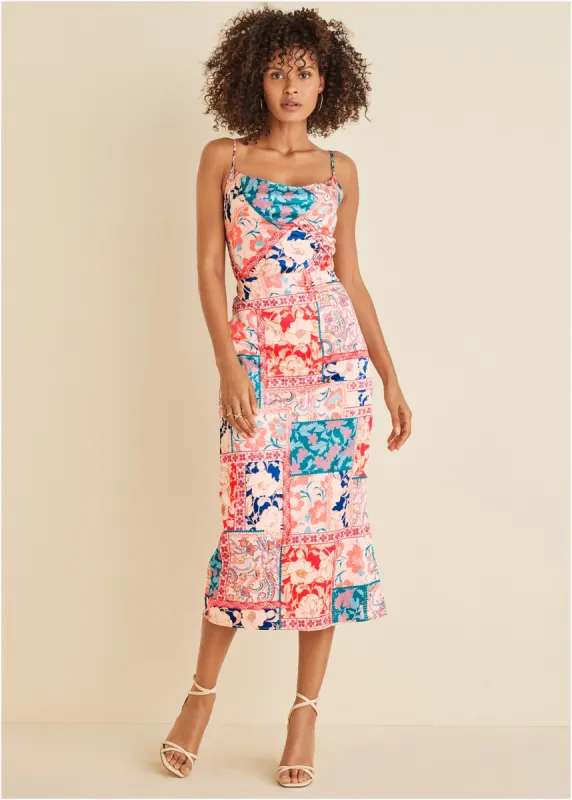 Cowl Neck Slip Dress - Venetian Patchwork sold by VENUS