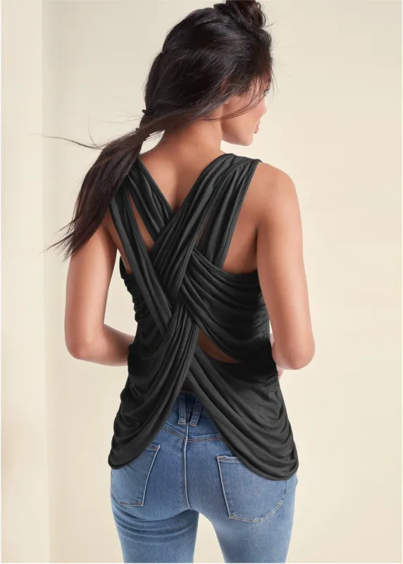 Crisscross Detail Top - Black sold by VENUS