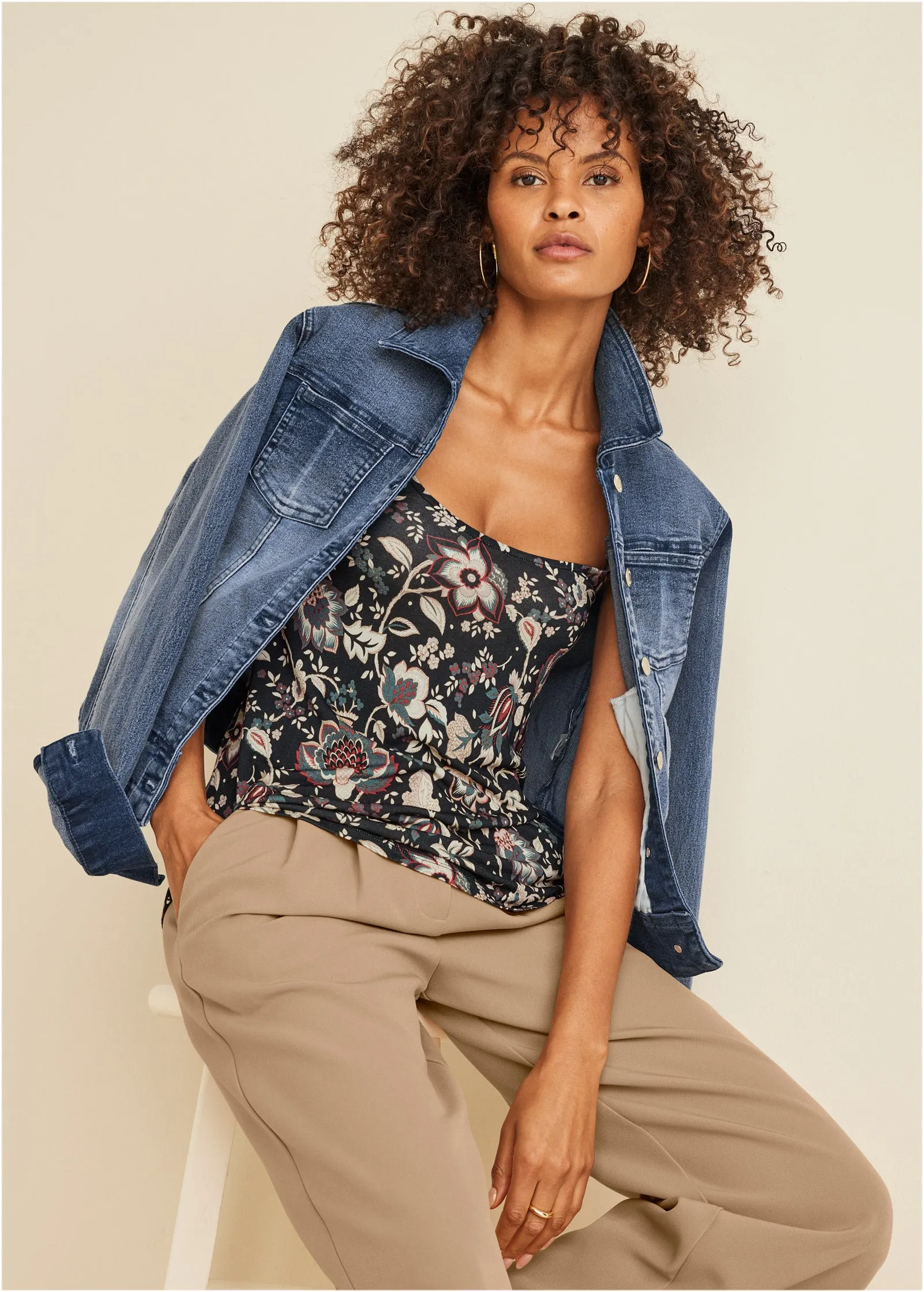 Back Detail Printed Tank - Black Floral sold by VENUS product image thumbnail 5