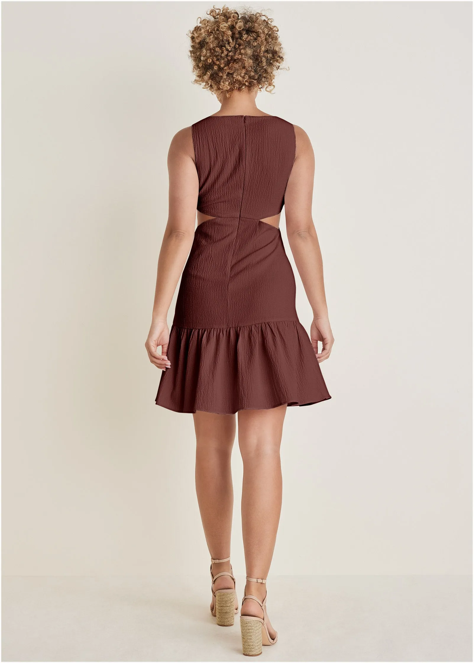 Fluted Satin Mini Dress - Auburn sold by VENUS product image thumbnail 2